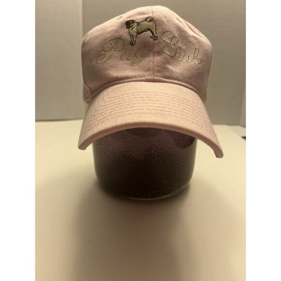 Embroidered Pink Pug Girl Baseball Hat Adjustable Adult‎ One Size - Picture 2 of 7